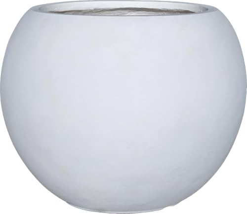 Panlaolao Runder Pflanztopf aus Fiberstone mit Ablaufloch, 30,5 cm H x 43,2 cm Durchmesser, ideal für Heimdekoration (Weiß, 43)