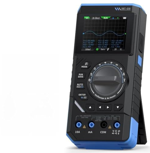 FUANA Multímetro osciloscopio digital 3 en 1 con generador de señal, frecuencia de muestreo de 48 MSa/s, ancho de banda de 10 MHz, batería de 3000 mAh, negro DST-210 (10 MHz)