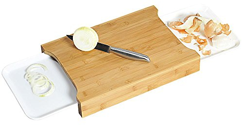 Kesper 2 Küchenbrett, Bambusbrett, Schneidebrett mit 2 Auffangschalen, Maße: ca. 350 x 250 x 55 mm
