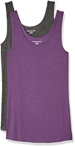 Amazon Essentials Women's Slim-Fit Vest, Pack of 2, Charcoal Heather/Dark Purple, XXL