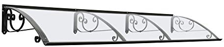 Vordach aus verzinktem Eisen für den Außenbereich, Transparente kompakte Polycarbonatabdeckung, Modell RICCIO Classica, Haustür-Vordächer Größe 100 x 300 cm