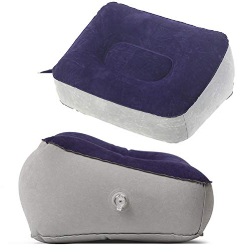 BESPORTBLE 2 STÜCKE Aufblasbares Kissen Fußstütze Schreibtisch Aufblasbare Fußstütze Flugzeug Füße Rest Kissen Stützkissen Bein Fuß Entspannen Kissen für Outdoor Travel (Grau Blau + Grau)