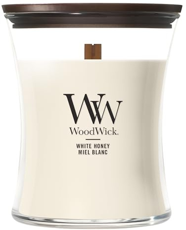 WoodWick Duftkerze | Mittlere Hourglass-Kerze | White Honey | Perfekte Geschenke für Frauen
