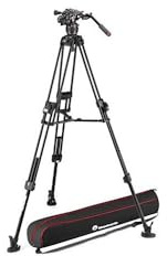 Manfrotto, Fluid-Videokopf Nitrotech 608-Fast Twin Videostativ 645, Tripod aus Alu, Stativ Profi-Kit DSLR, Kamerastativ für Digitalkamera, Camcorder, Videofilmer, Traglast 14 kg