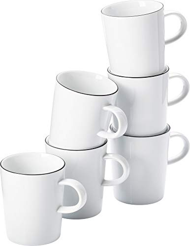 Thomas Cucina-Basic, Colori Black, weiss mit schwarzen Rand, Set 6-tlg. Becher mit Henkel im Geschenkkarton, 0,28 L, Spülmaschinen- und Mikrowellenfest, schlichtes Design - ästhetisch und funktionell