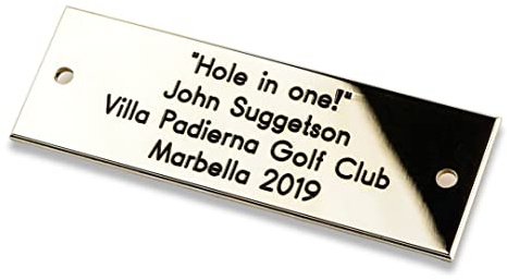 Engraving Studios Rectangular solid brass engraved nameplate, Small 75mm x 25mm. Personalised engraved memorial plaque