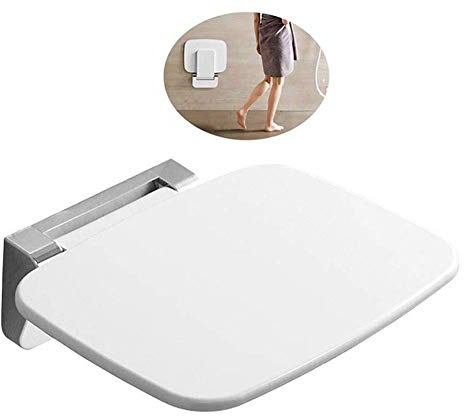 Zhenwo Duschhocker Duschklappsitz Weiß, Badhocker, Duschstuhl Klappbar, Duschsitz Klappbar Wandmontage, Bis 200Kg Platzsparender Duschsitz Klappsitz Für Bad Wandmontage,A