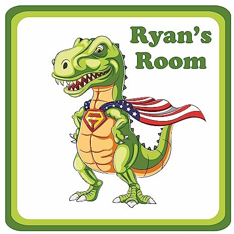 Super Dinosaur Kids Bedroom Door Sign Personalised For You - Any Name! Door Plaque,Girls/Boys,Nursery,Decor,Kids Room,Animals