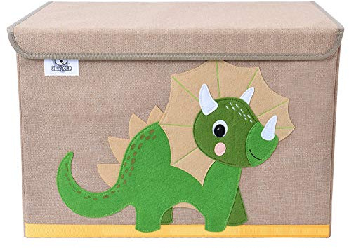 CLCROBD Vikbar stor leksakskista för barn med flip-topplock, hopfällbart tyg djurleksak förvaringsorganisatör/soptunna/korg/baklucka för småbarn, barn och barnkammare (Triceratops)