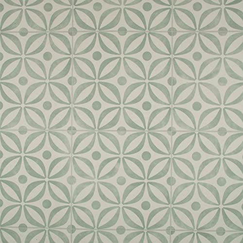 Patterned Tile Effect Cosmic Vinyl Flooring 2.5mm Realistic Foam Backed Lino Slip Resistant (Sea Green Antique Diamonds, 2.5m x 2m)