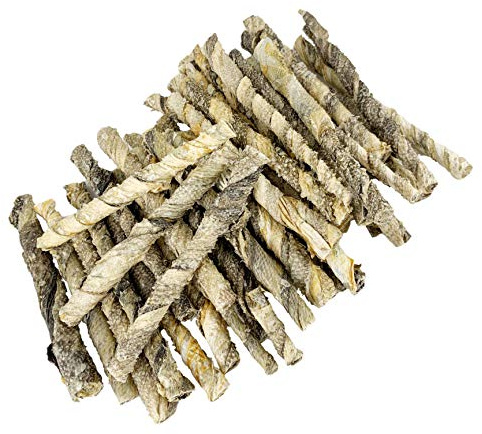 Hund Leckerli Getreidefrei. Hundesnack Fisch. Getrockneter Kabeljauhaut. Omega -3. Kauartikel Hund Natur für Kleine Mittleregroße Grosse Hunde. Twistter. 160 G