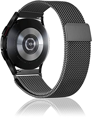 Niboow 20 mm armband för Samsung Galaxy Watch 6 Classic 43 mm 47 mm/Watch 6 40 mm 44 mm/Watch 5/Watch 5 Pro/Watch 4/Watch 4 Classic/Watch 3 41 mm, metallarmband för Samsung Gear Sport - svart