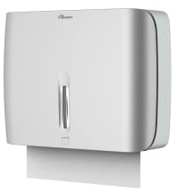 PLUSSEN Paper Towel Dispenser Wall Mount Commercial & Home Use ABS Matte Silver Gray with Window Holds 200 C/Z/Multi-Fold Towels Includes Hardware & Key Bathroom Paper Towel Holder