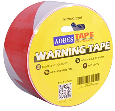 ADHES Wasserdicht Warnband, Selbstklebend Warnklebeband, PVC Absperrband, Boden Markierungsband, Sicherheitsband Zur Kennzeichnung Von Gefahrenzonen, Rot Weiß, 50mmx16.5m