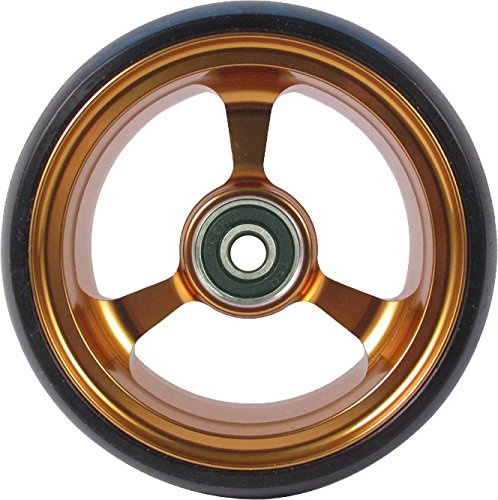 RIANTWHEEL, 4 X 1.0 inch, Solid, PU Wheels, Wheelchair Casters, Aluminum Rim, one Pair (Gold)