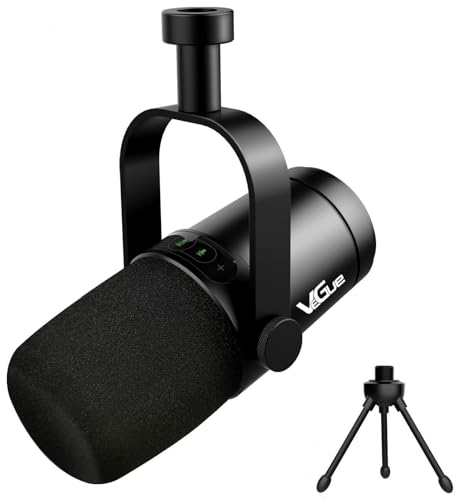 VeGue Microphone Dynamique pour podcasts, Diffusion en Direct, Enregistrement et Jeux, Plug & Play, Microphone Dynamique USB/XLR entièrement métallique, Sortie Casque intégrée