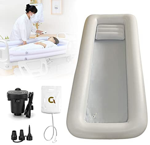 Medical Inflatable Bathtub Shower Kit, Bath in Bed Assist Aid for Disabled, Elderly, Bedridden or Injured Patient, PVC Portable Bathtub in Bed with Electric Air Pump & Water Bag & Air Pillow