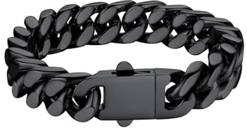 Bestyle Armband Herren Edelstahl Panzerkette Armbänder Herrenarmband | Silber/Schwarz/Gold Cuban Panzerarmband 5/7/9/12.5MM Breit 19/21/23CM Länge Gliederarmband Geschenke für Männer Damen Jungs