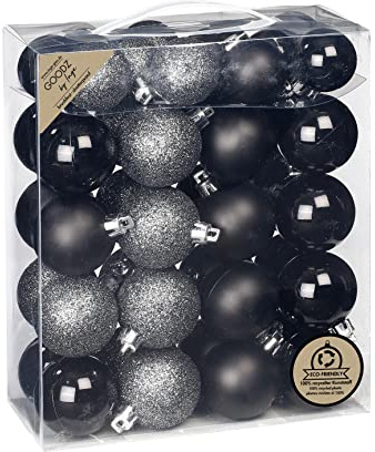 Weihnachtskugeln Kunststoff 4cm - 5cm 44er Set Christbaumkugeln Schwarz