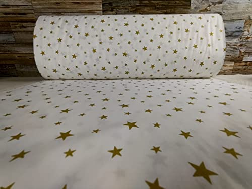 240cm Extrabreit Popeline Baumwolle Stoff Meterware ab 50cm 100% Baumwollstoff Stoffe Weihnachtsstoff Bastelstoff ÖKO-TEX Ranforce Punkte Streifen Linien Kreise VP0GA02 (Gold)