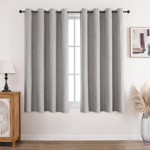 CUCRAF Leinenoptik 100% Blickdicht Vorhänge mit Ösen Wärmeisolierte Schlafzimmer Vorhänge mit Beschichtung Rückenschicht für Schlafzimmer Kinderzimmer 2 Stücke H137xB117cm Off White