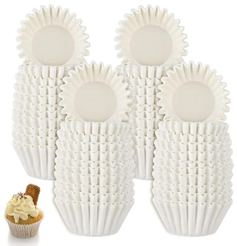 FANTESI Lot de 1 000 moules à muffins en papier sulfurisé pour gâteaux, muffins, cupcakes et bonbons (blanc)