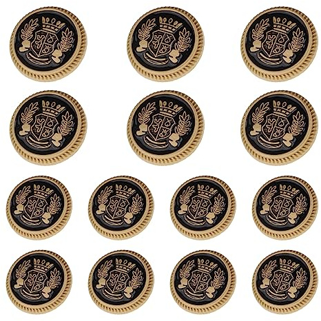 Knopfset aus goldfarbenem Metall für Blazer, 23 mm und 18 mm, Knöpfe für Herrenblazer, Anzüge, Sportjacken, Uniformen und Jacken, 14-teilig