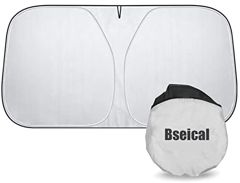 Sonnenschutz Auto Frontscheibe 136×65cm, Auto Sonnenschutz Frontscheibe Innen, Frontscheibenabdeckung, Sonnenblende Vorne, Windschutzscheibe für Sommer Selbsthaftend UV Hitzeschutz Plane Faltbar (S)