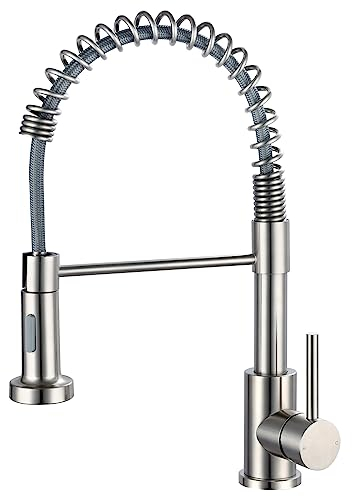 Kitchen Taps with Pull Out Spray Peppermint Spring Brushed Nickel Kitchen Sink Tap with Pull Down Sprayer Commercial Mixer Taps 1 Hole Single Lever Brushed Steel Faucets