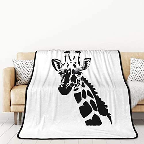 TORONG Doppelseitige, schwarze und weiße Giraffen-Überwurfdecke für Couch, Auto, Bett, Nickerchen, warme und bequeme Decke, 152,4 x 203,2 cm