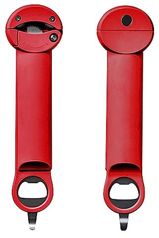 Abrelatas, mango cómodo para mayor seguridad y facilidad, abrelatas de mango antideslizante, herramienta de cocina perfecta, abridor de tarros ergonómico para ancianos, rojo