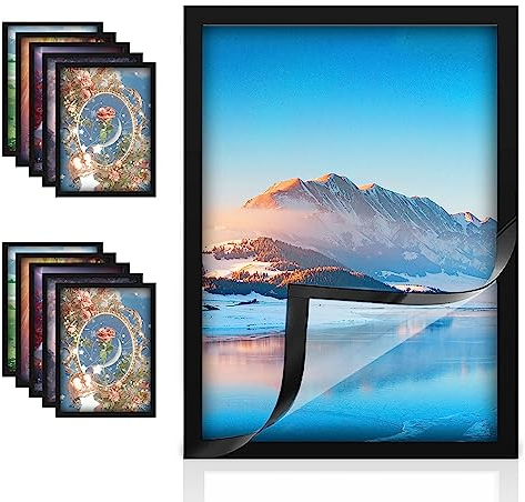 Nizirioo 10 Stück A4 Magnetrahmen, Selbstklebend, Aufklappbar, Magnetverschluss, Infotasche, Blatthalter für Anzeigen, Notizen, Lizenzen, Drucke Und Urkunden