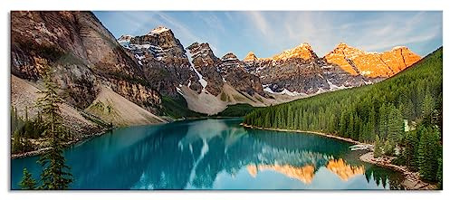 Pixxprint Glasbild Panorama, Wandbild aus Echtglas, Bergsee, 100x40 cm, inkl. Aufhängung und Abstandshalter
