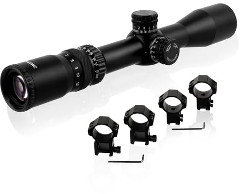 FOCUHUNTER Viseur optique 4-12 x 40 1/4 MOA avec molette de mise au point, tube en aluminium de 30 mm, étanchéité IP67, monoculaire à revêtement vert zéro stop