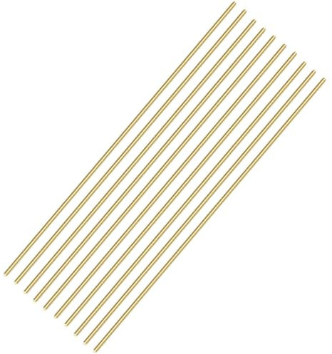 10PCS 1mm Brass Rod, Metal Solid Round Brass Rod Pin Lathe Bar Stock for RC Model Airplane Helicopter DIY Craft - 300mm Length