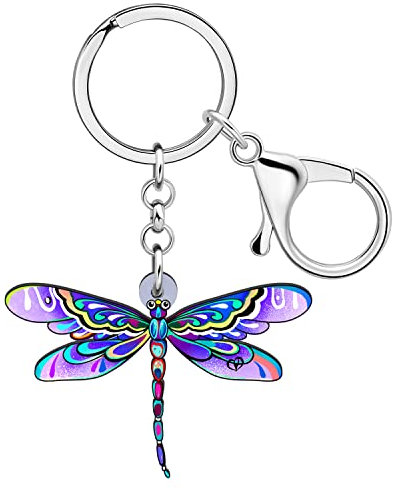 YINYA Niedlicher Acryl-Schlüsselanhänger mit Libellen-Motiv, Schmuck, Sommergeschenke für Frauen, Mädchen, Teenager, Rucksäcke, Autoschlüssel-Zubehör, Veilchen, Medium