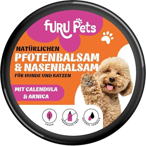 FURU PETS Natürlicher Pfotenpflege & Nasenbalsam für Hunde & Katzen - Pfotenbalsam Hund Pfotenpflege für Hunde Vegan Pfotenschutz Hund Sommer & Winter Hundepfoten Pfotenbalsam Katze Pfotenpflege Hund