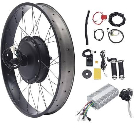 Begoniape 26 Zoll E-Bike Umbausatz Elektrofahrrad Hub Hinterrad/Vorderrad Electric Bicycle Conversion Kit mit LCD-Display, Bremsgriffe, Aluminium-Felge 48V 1500W Ebike Motor