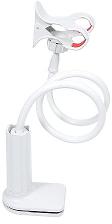 Housoutil Clip-Telefonregal handyhalterung Schreibtisch Handyhalter Handy-Ständerhalter Flexibel Filmhalter Handyständer Clip-Telefonhalter Praktischer Telefonhalter aufsteckbar Base Weiß