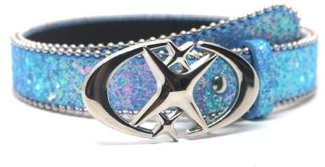 Bduttlefish Punk Star Moon Belt Y2K Glitzer Strass PU Leder Taillengürtel für Damen Jeans Gothic Herren Kleider Bund, himmelblau, Einheitsgröße
