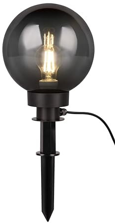 Reality Leuchten Außen Erdspießleuchte Bolo R57042054, Kunststoff Schwarz matt, Schirm Kunststoff rauchfarbig, exkl. 1x E27