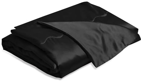 YASMENG Satin Decke 220x240 Schwarz Sofadecke Kühlende Seidige Seide Sommerdecke Leicht Weich Luxus Glatt Glänzend Satin Tagesdecke Kuscheldecke für Bett Sofa Couch Schlafzimmer Büro Reisen