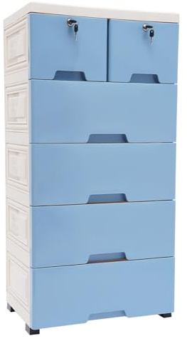 Cassettiera con 6 cassetti con 4 ruote, organizer per armadi e camere da letto, ecc. (blu)