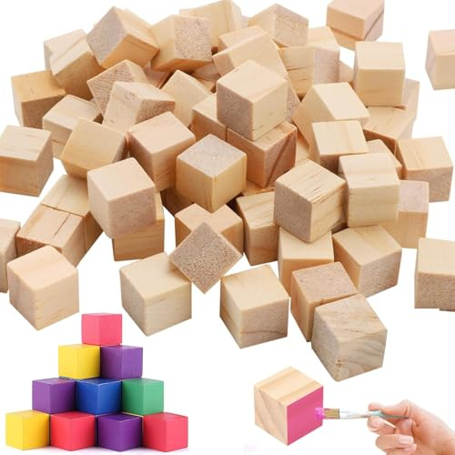 400 PCS Holz Würfel 10mm Holz Quadrat Holzklötzchen zum Basteln Natürliche | Kleine Holzwürfel Blanko, zum Basteln DIY Holzblöcke Holzquadratblöcke, für Malen Handwerk Dekoration Zahlen