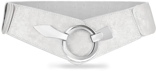 VONMELLI VOMELLI Breiter Elastischer Taillengürtel Damen - Vintage Stretchgürtel Hüftgürtel mit Silberschnalle für Kleid Silber XL