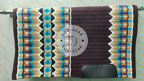 EQUIGEAR Western Show Horse Satteldecke aus neuseeländischer Wolle, Western-Design, handgefertigte Satteldecke, Wollpolster, Sensor Flex (Anpassung möglich) AQ121 (36 x 40)