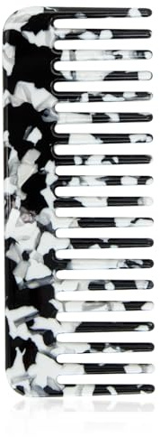 ALLY-MAGIC Pettine a denti larghi per capelli grandi, senza manico, pettine districante per capelli ricci, bagnati, secchi, spessi, ricci e ondulati, Y4-FXFS (nero-bianco)