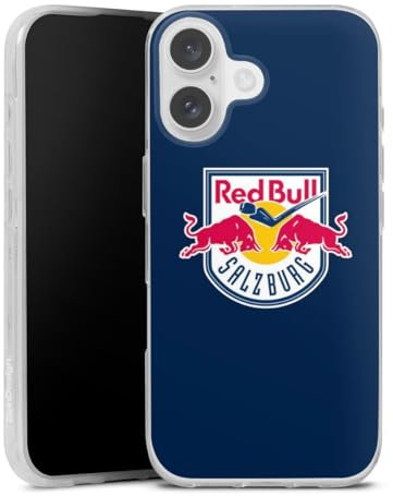 Silikon Hülle kompatibel mit Apple iPhone 16 Case transparent Handyhülle EC Red Bull Salzburg Offizielles Lizenzprodukt Eishockey