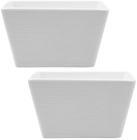 MAGICLULU Porta Bustine di Zucchero e Contenitore per Bustine di Tè in Ceramica Bianca a Righe, Set 2 Pezzi, Supporto da Tavolo per Bar e Ufficio, Organizer Compatto per Cucina e Ristorazione