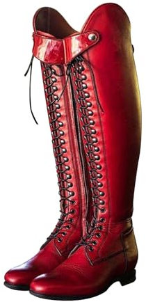 OZTYSGXM Stivali termici da equitazione impermeabili con tacco basso da donna, stivali alti sopra il ginocchio, stivali da equitazione con lacci + punta a punta, antiscivolo, per unisex/inverno, 39,